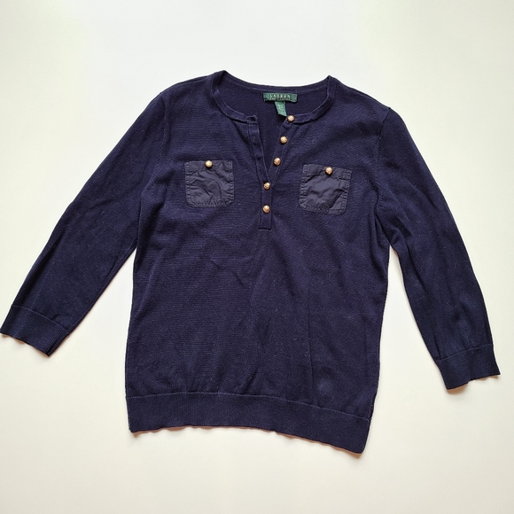 Ralph Lauren blue 3/4 sleeve sweater size medium - Picture 1 of 5